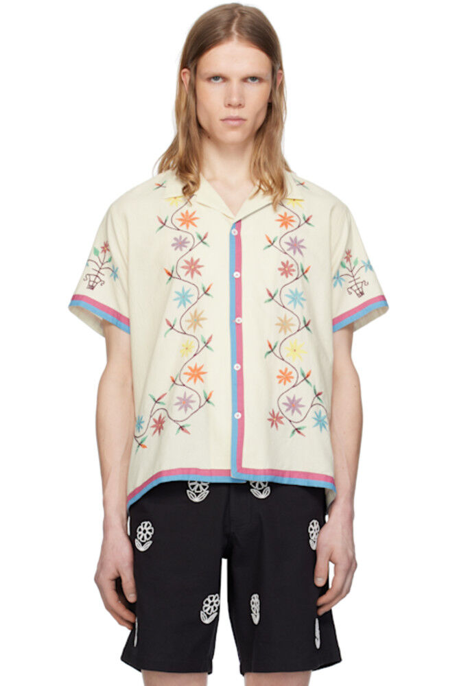 

Рубашка с вышитыми цветами цвета «Off-White» HARAGO
