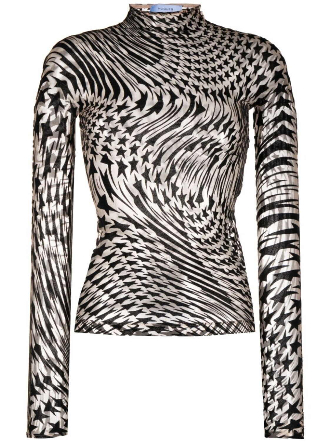 

Mugler прозрачный топ Flocked Star, черный