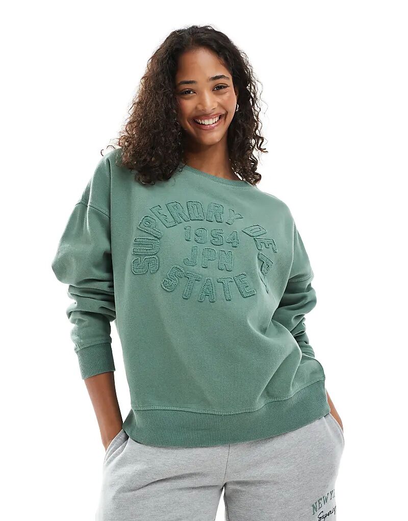 

Толстовка Superdry Athletic essentials с тональной аппликацией цвета лаврового хаки