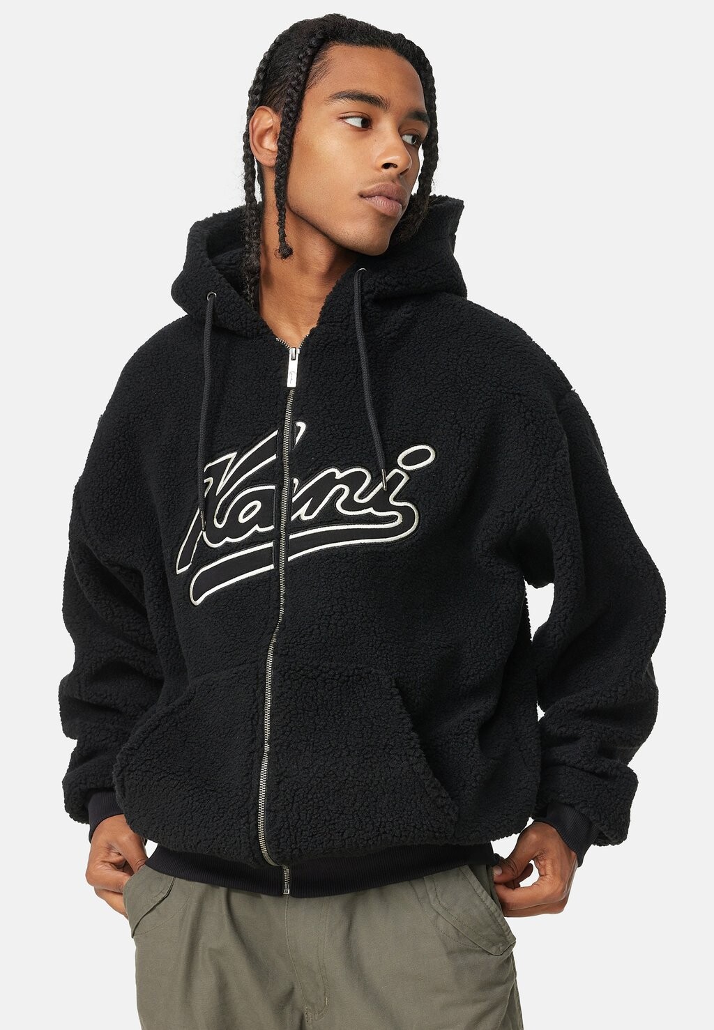 

Флисовая куртка VARSITY TEDDY ZIP HOODIE Karl Kani, цвет black