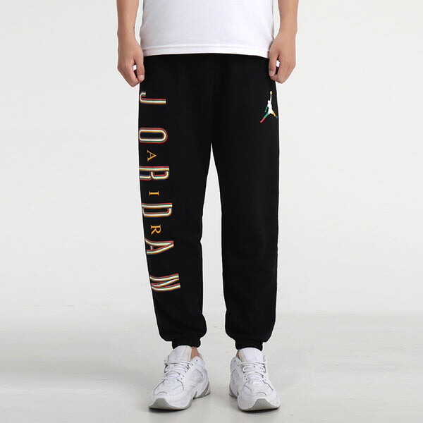 Спортивные штаны Air Jordan Colorful Flying Man logo Printing Sports Long Pants Black, черный — фото 3