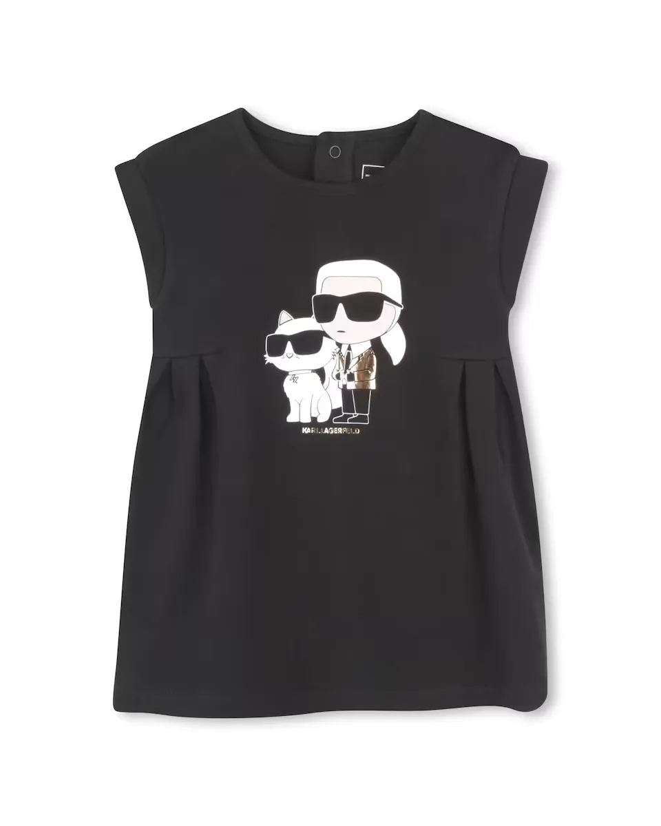 

Черное хлопковое платье для девочки Karl Lagerfeld Kids, черный