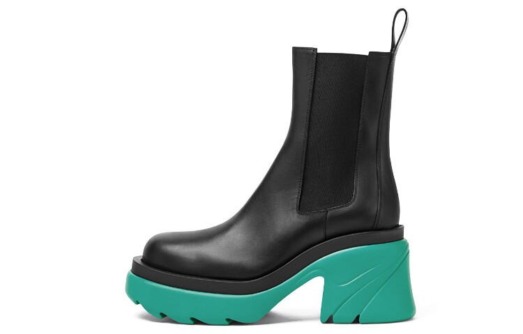 Женские ботинки челси Bottega Veneta Flash, черный/бирюзовый