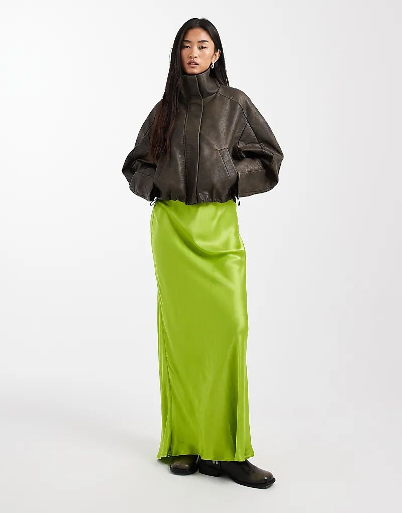 

Юбка макси с атласным бантом Miss Selfridge зеленого цвета