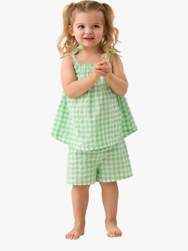 Комплект из хлопчатобумажного топа и шорт baby seersucker Angel & Rocket, цвет Green/White — фото 2