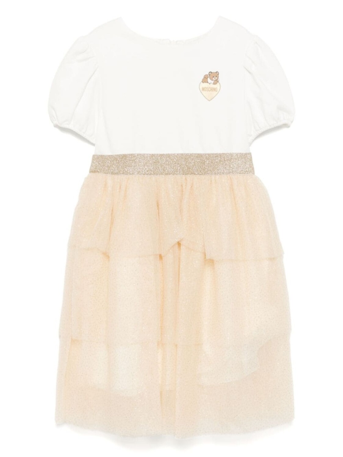 

Платье с нашивкой-логотипом Moschino Kids, нейтральный цвет