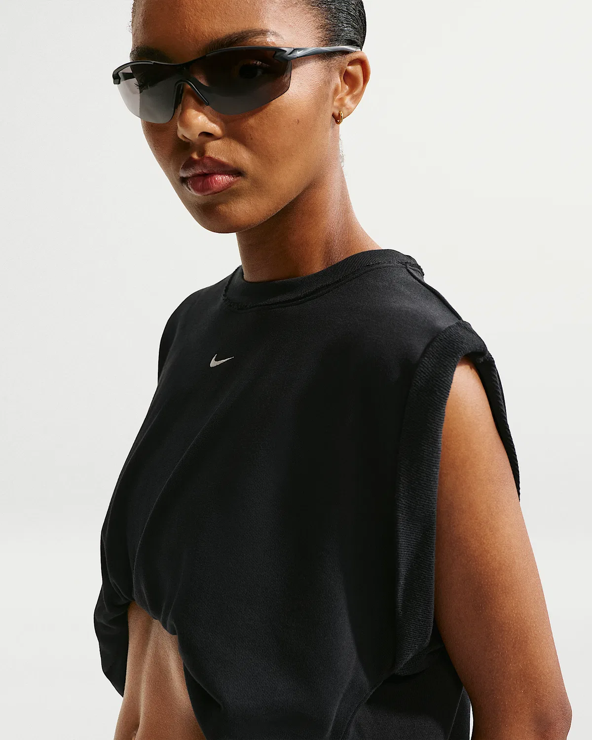 Женская свободная майка Nike Sportswear Chill Terry, Black/Sail — фото 3