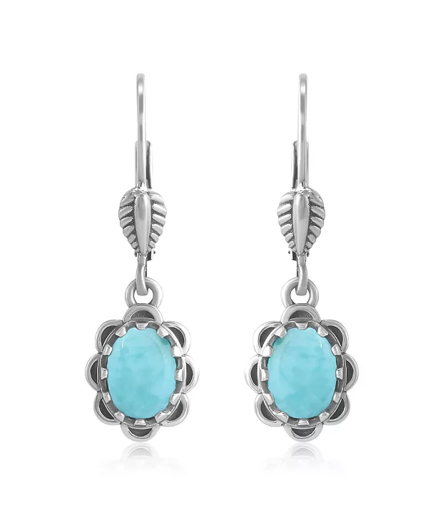 

Серьги-Подвески из стерлингового серебра с ларимаром и застежкой-рычагом «конча» American West Jewelry, blue