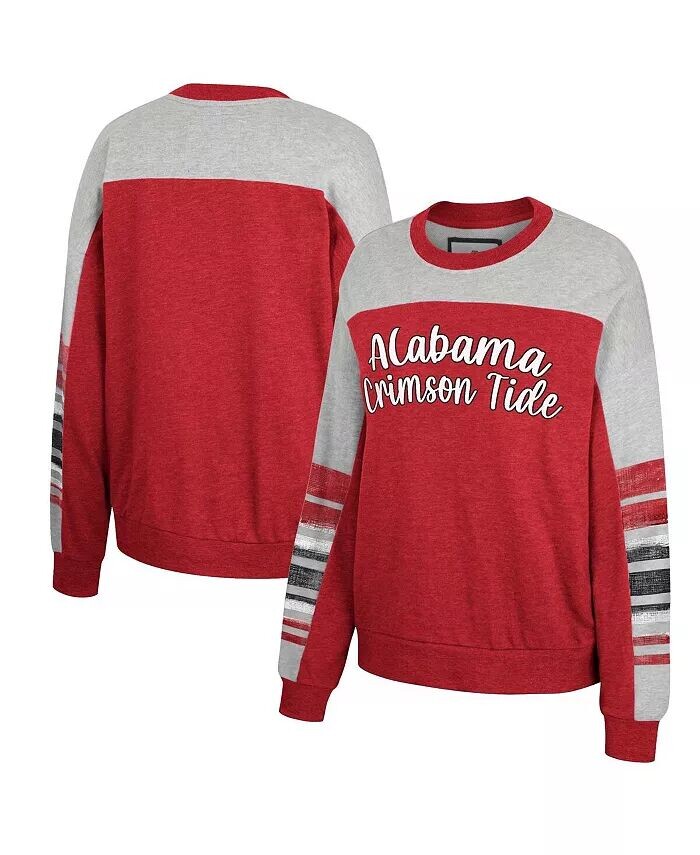 

Женский пуловер малинового, серо-хизерового цвета Alabama Crimson Tide Baby Talk Colosseum