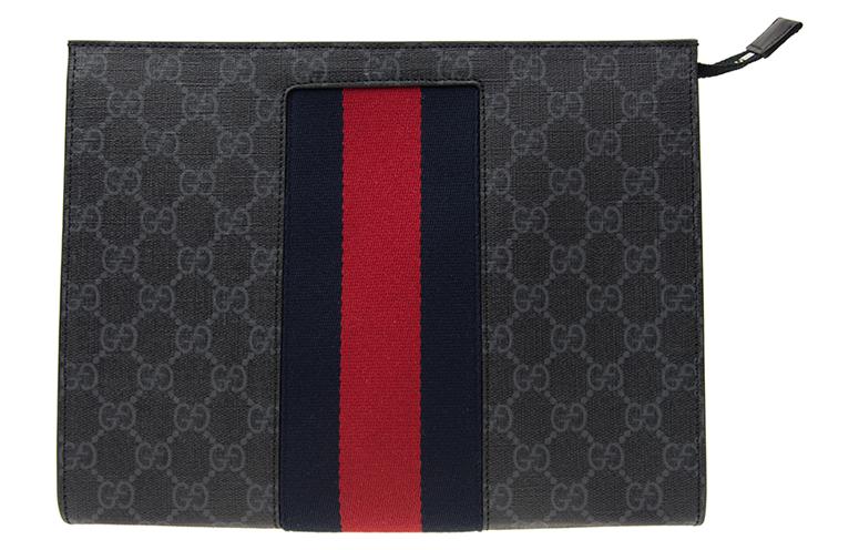 Gucci Клатч из парусины, стандартный, мужской, черный/серый — фото 2