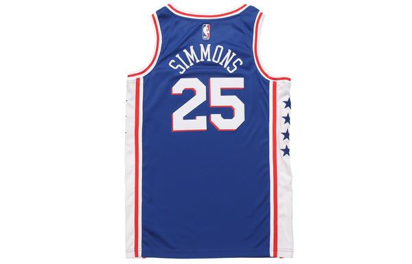 Спортивная футболка nba retro basketball jersey/vest sw fan edition philadelphia 76ers simmons 2 no. 5 blue Nike, синий — фото 2
