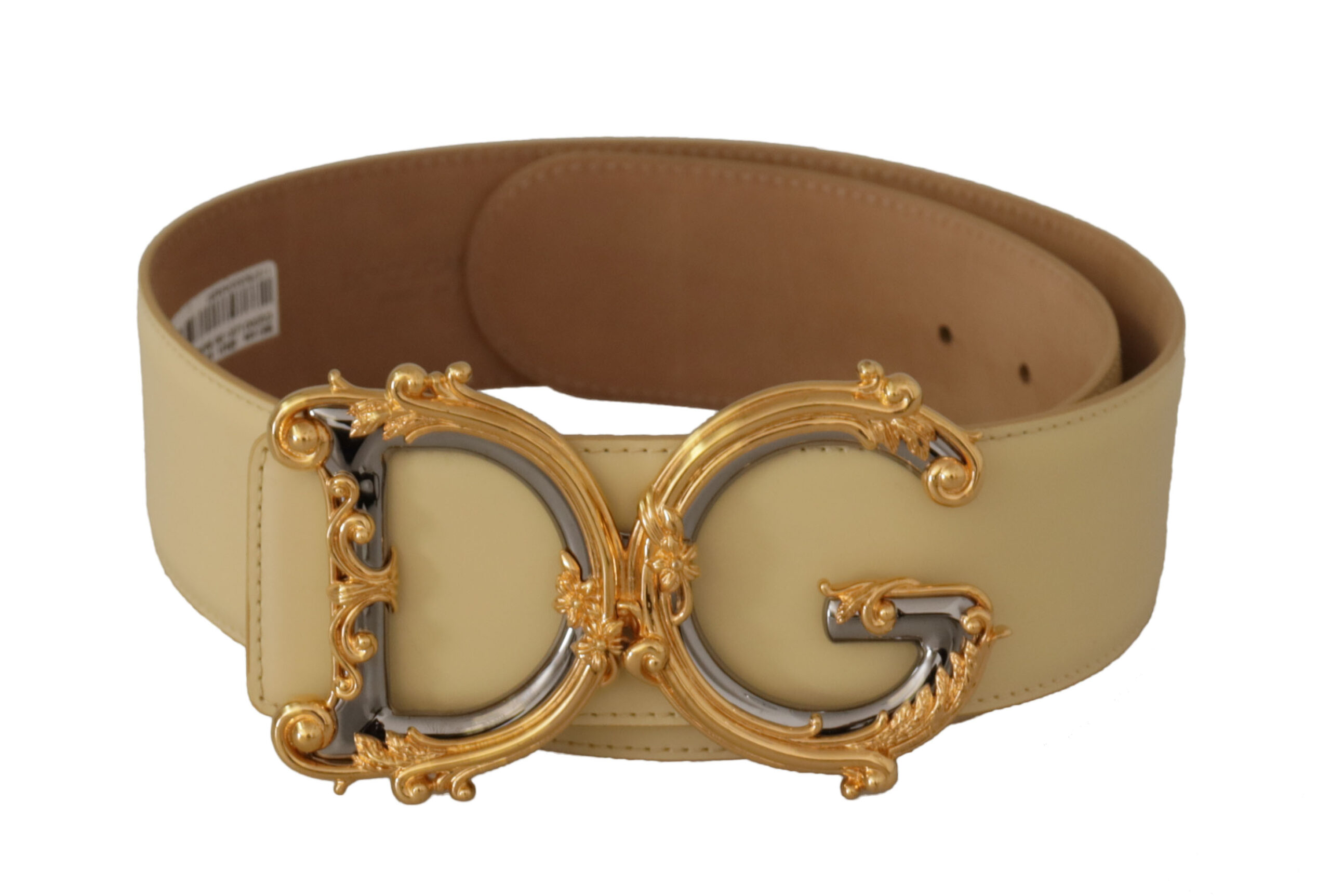 

Ремень из бежевой кожи с гравированной пряжкой Dolce & Gabbana