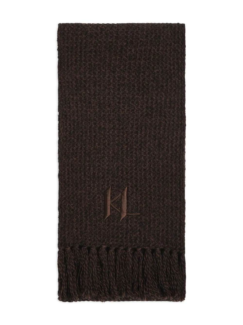 

Шарф с бахромой и монограммой KARL LAGERFELD, коричневый