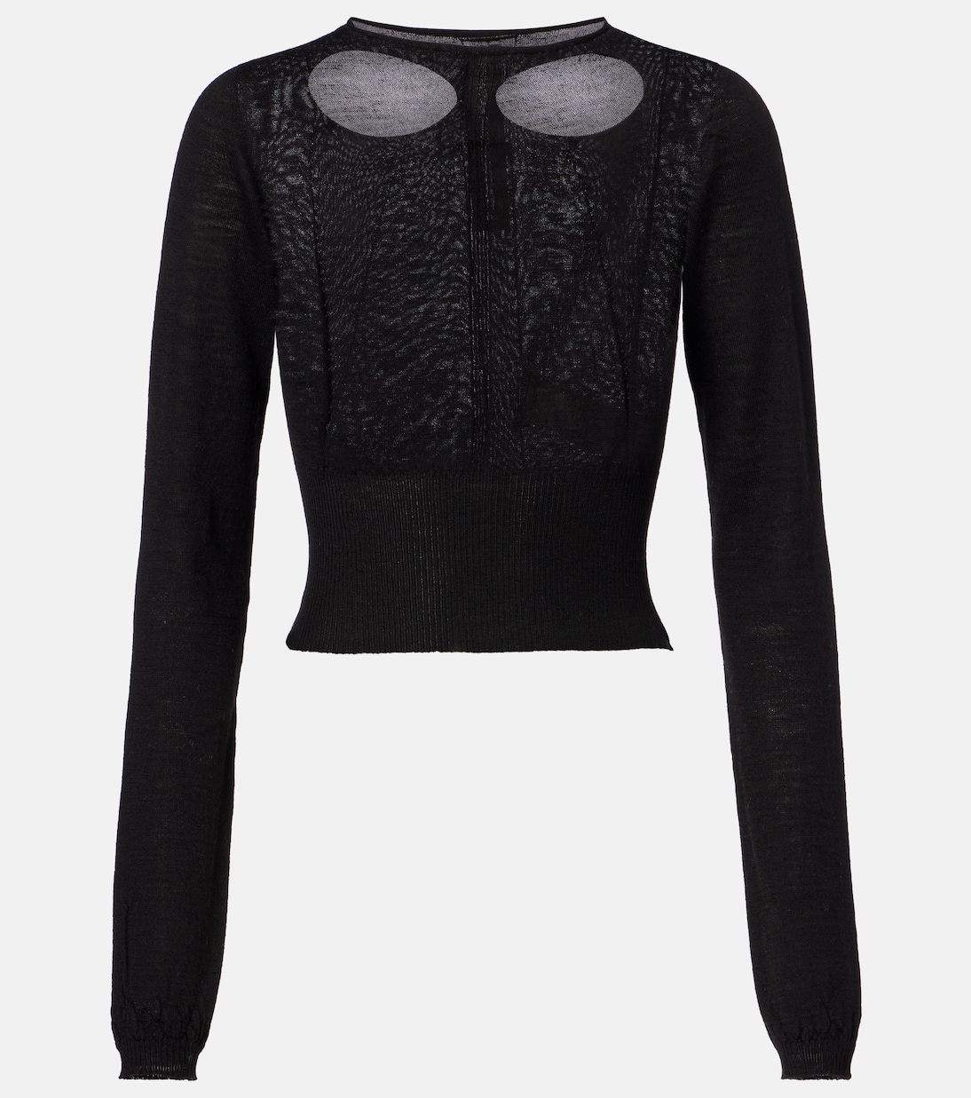 

Свитер из натуральной шерсти с вырезом Rick Owens, черный