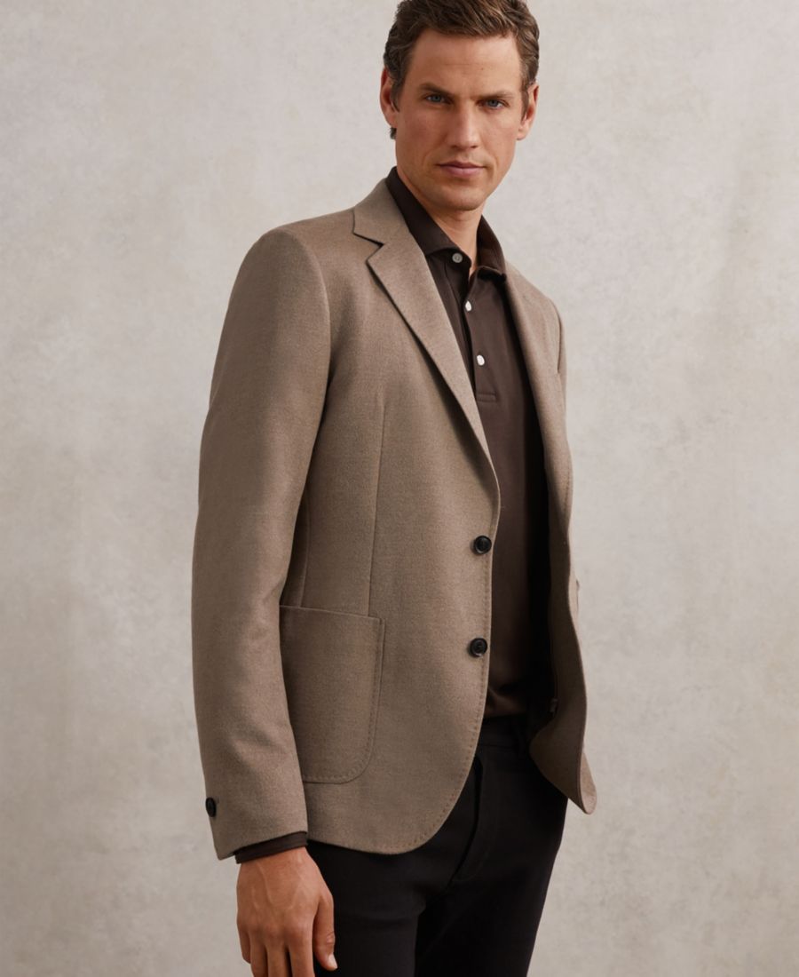 

Мужской однобортный пиджак с жилетом, приталенного кроя REISS, Mocha Brown