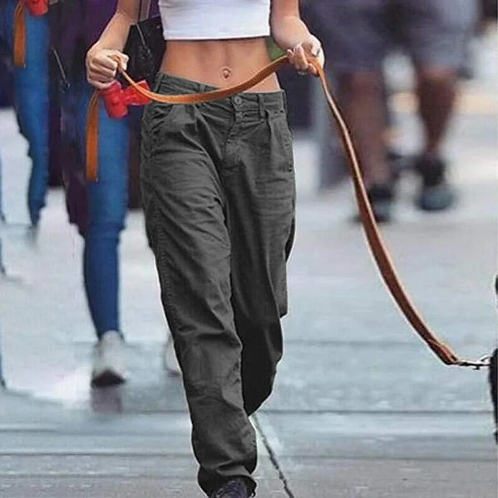 Parachute Pants для женщин, карго штаны на резинке с высокой талией, прямые широкие брюки в стиле Y2K стритвир Generic, серый — фото 2