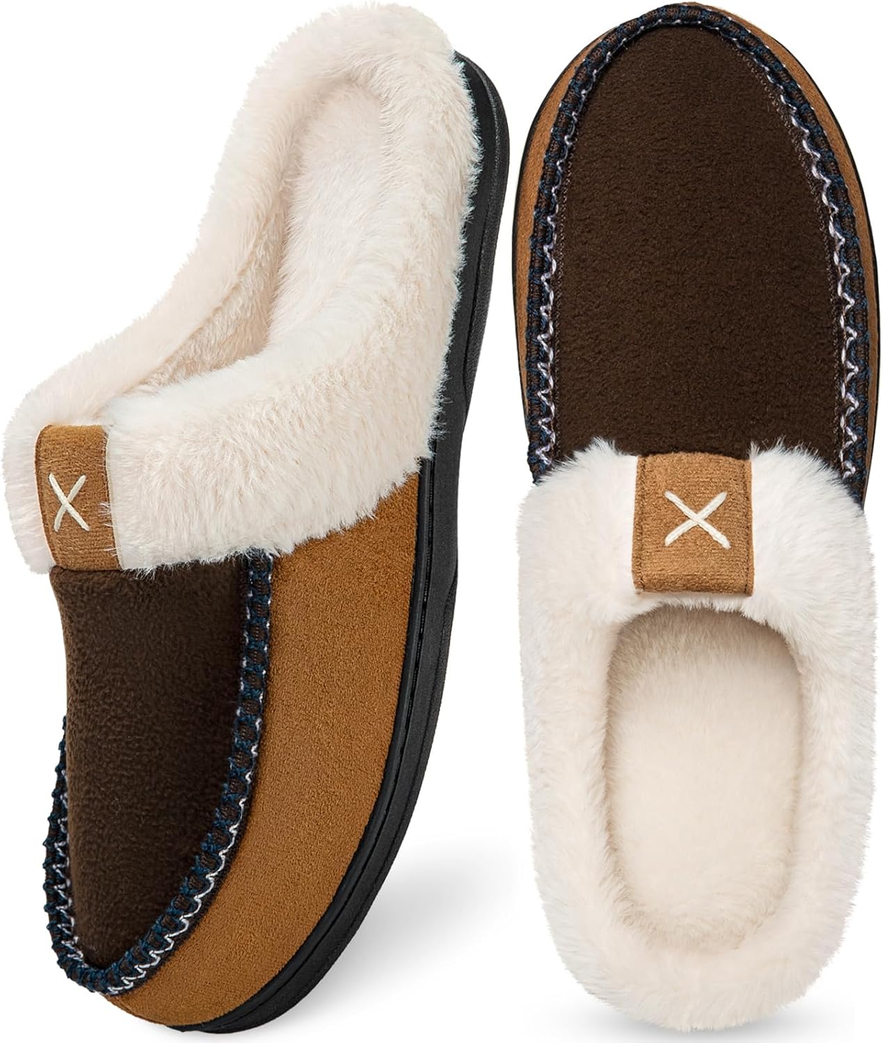 

Мужские тапочки Homitem Moccasins с эффектом памяти, пушистые тапочки для мужчин, с шерстяной подкладкой, для дома, улицы, с противоскользящей резиновой подошвой, для дома и спальни, Coffee