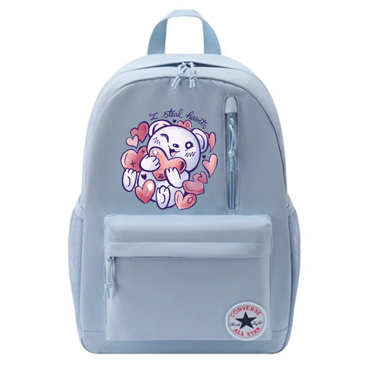 

Converse Полиэстеровый рюкзак унисекс светло-дымчато-голубой, Heart Bear