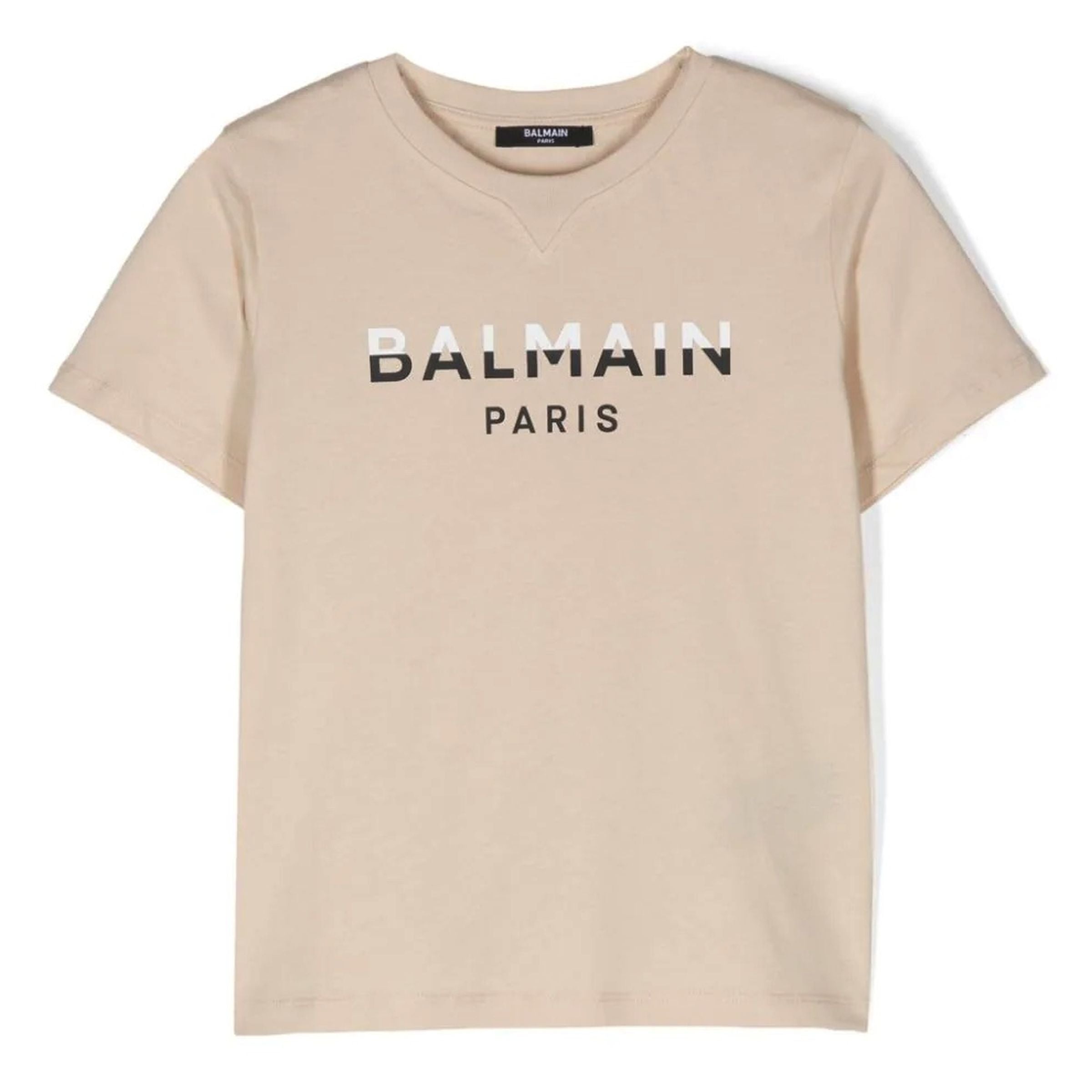 

Бежевая футболка с логотипом Balmain