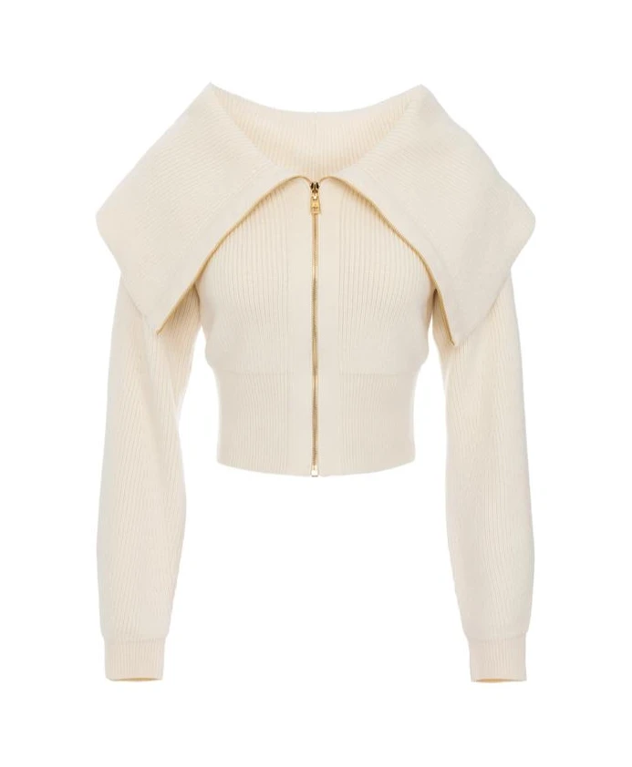 

Кардиган из смесовой шерсти с застежкой-молнией Elisabetta Franchi, бежевый