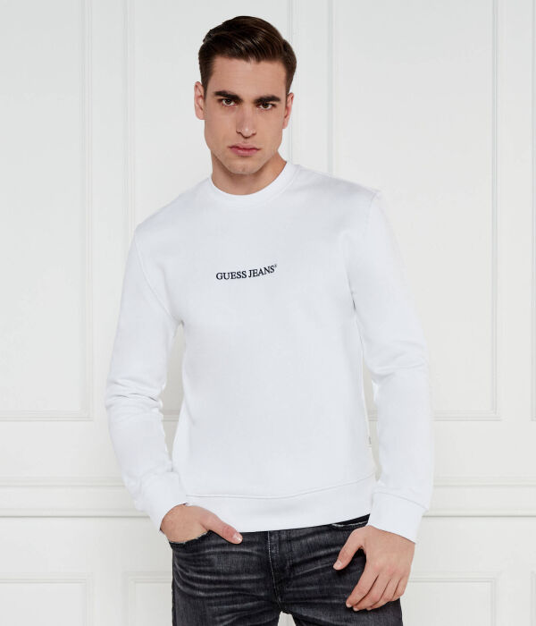 

Лонгслив мужской Guess Jeans утепленный с надписью, белый