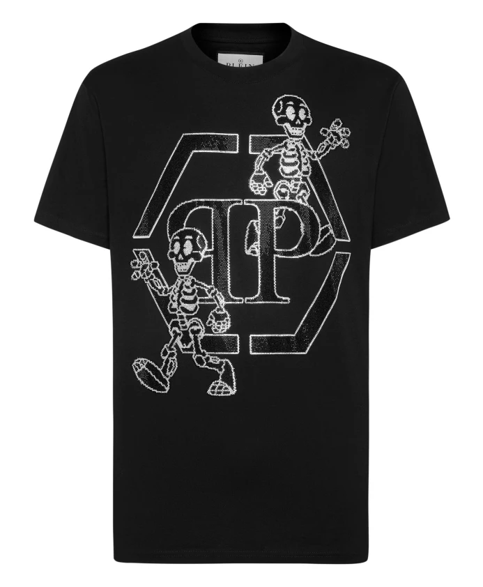 

Футболка с круглым вырезом и изображением скелета Philipp Plein, черный