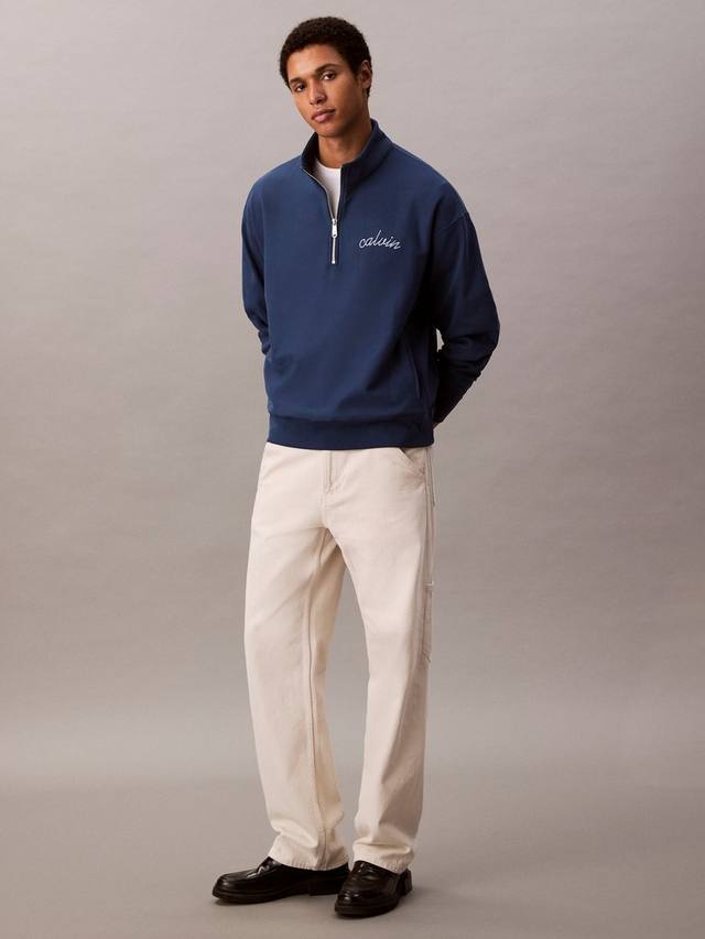 

Толстовка с молнией под горло из смесовой ткани с вельветовым эффектом Calvin Klein, Blue Jean