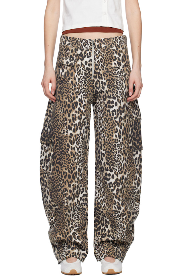 

Толстые флисовые домашние брюки Ganni, цвет leopard