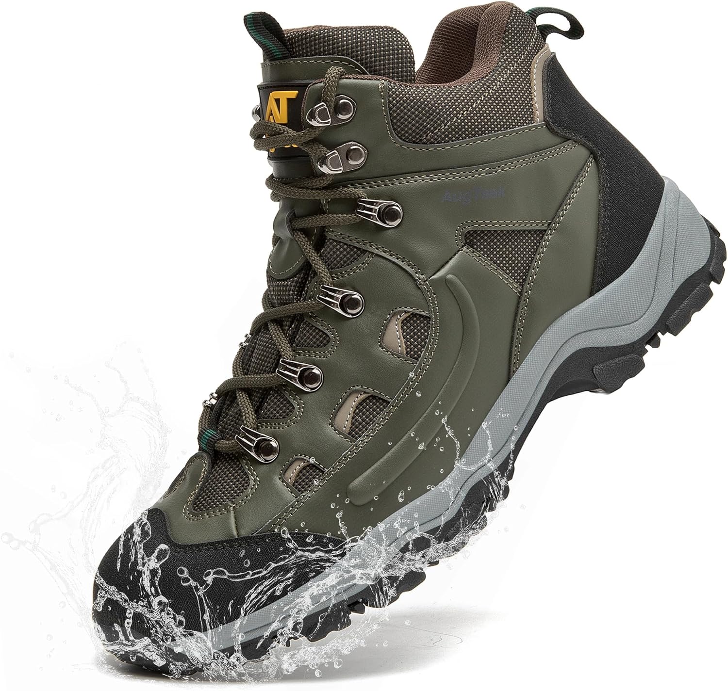 

Мужские повседневные походные ботинки AugTeak, водонепроницаемые, легкие, средние по высоте, удобные для трекинга и прогулок на открытом воздухе, зеленый