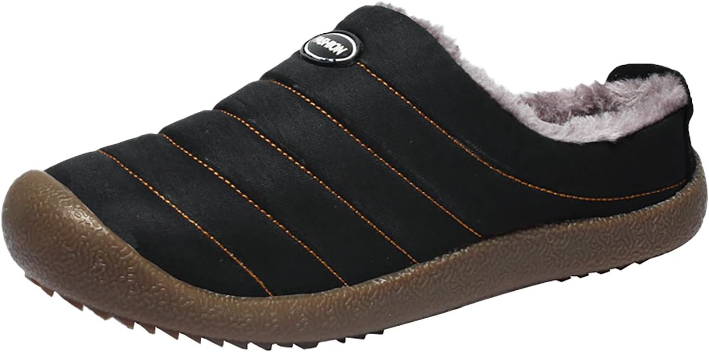 

Женские и мужские домашние тапочки, с утеплителем из меха, зимние, для спальни, для дома и улицы, с нескользящей подошвой Generic, черный