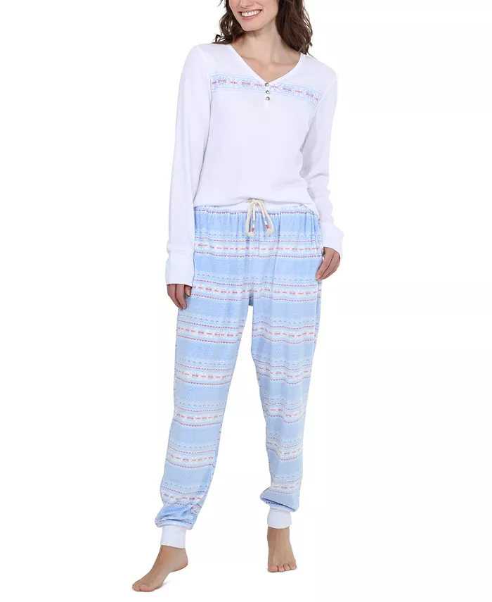 

Женский пижамный комплект Travel Day Henley из флиса Honeydew, коричневый