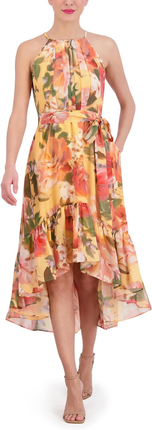 

Платье Vince Camuto Chiffon Halter High Low Midi, цвет Yellow Multi