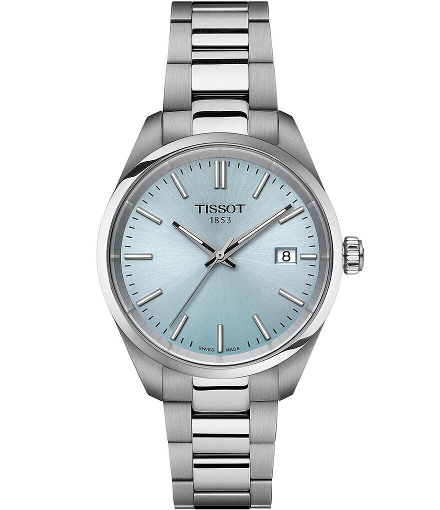

Tissot Женские часы Tissot Pr 100 Кварцевые аналоговые часы с синим циферблатом и браслетом из нержавеющей стали, синий