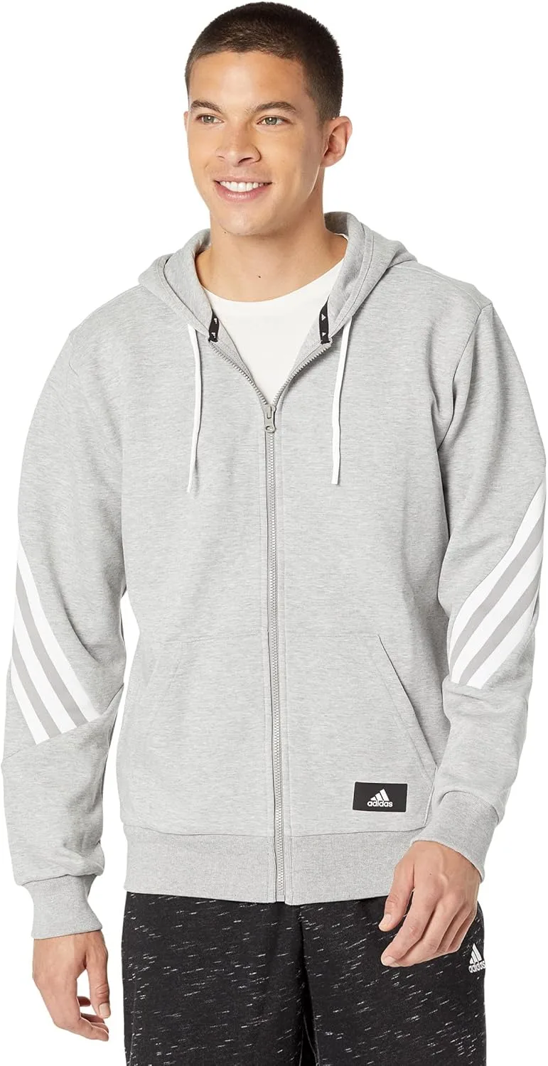 Толстовка Adidas Men's Sportswear Future Icon 3-Stripes Fullzip, серый/белый