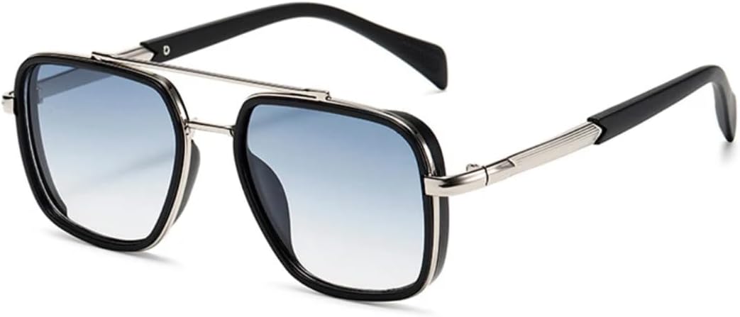 

Солнцезащитные очки с двойной перемычкой для женщин и мужчин, роскошные, ретро, ​​градиентные, с защитой от УФ-излучения UV400, в стиле панк, для активного отдыха UATXTAU, Black Silver Blue