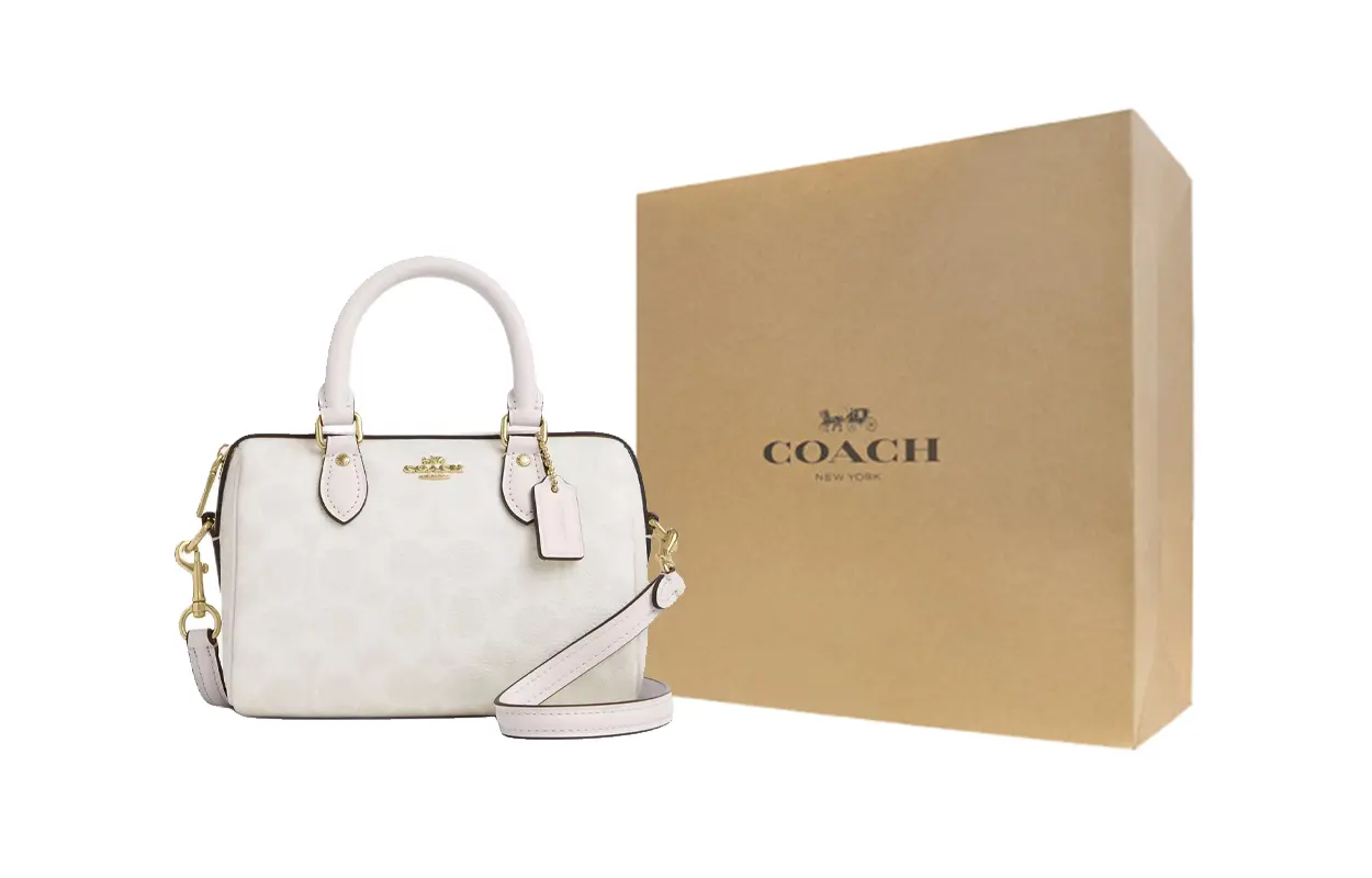 

COACH Женская сумка через плечо малого размера из лакированного полотна золотисто-белая