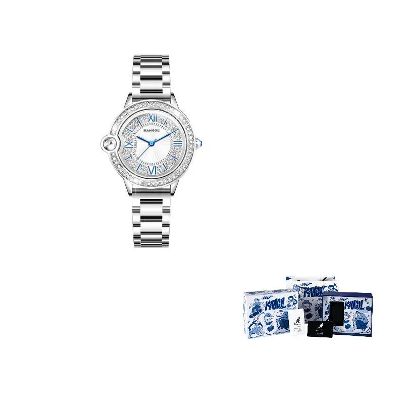 

KANGOL Часы с кварцевым механизмом и металлическим ремешком унисекс с серебристым циферблатом