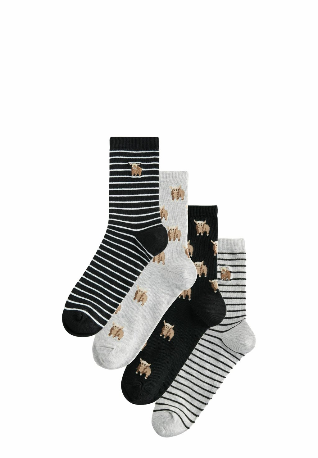 

Носки HAMISH THE HIGHLAND COW STRIPE ANKLE 4 PACK Next, черный