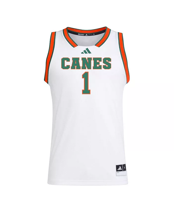 Мужская 1 белая майка-реплика Miami Hurricanes Swingman adidas — фото 3