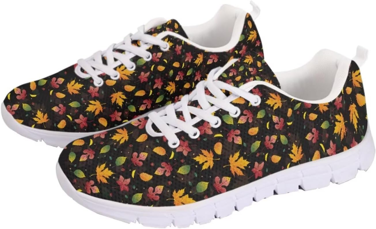 

Женские кроссовки для ходьбы, удобные, с шнуровкой, модные, мужские, противоскользящие, для тенниса, бега и спорта Getelinseng, Autumn Maple Leaves