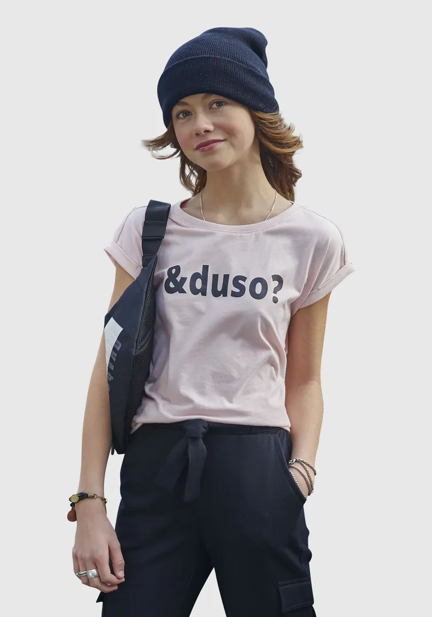 KIDSWORLD Футболка "&duso?", удобной посадки, розовый — фото 4