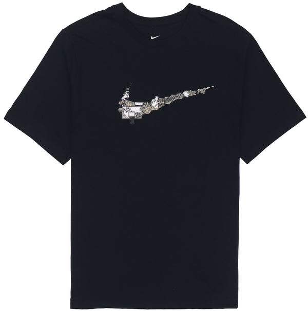 Футболка Nike Cartoon Pattern Large Logo Printing Round Neck Casual Short Sleeve Black, мультиколор — фото 3