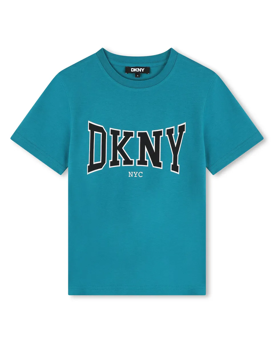 

Футболка для мальчика с короткими рукавами из 100% хлопка DKNY, цвет Verde Agua