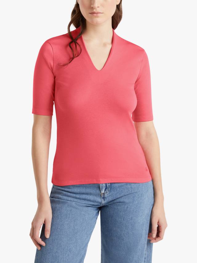 

Приталенная футболка с v-образнымвырезом Benetton, цвет Fuchsia