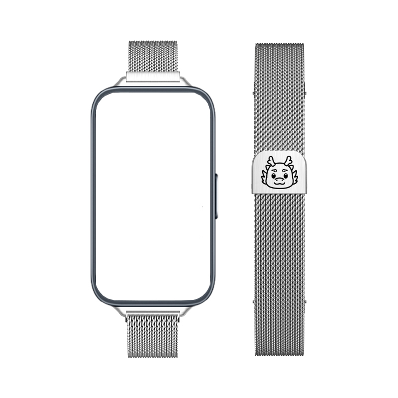 

Ремешок Huawei Совместимость Металл 135 200 мм IBOANN, Little Dragon Head-Slim Beige Blue Laser Strap[Black]