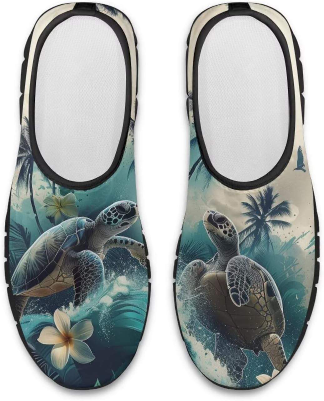 

Повседневные кроссовки Binienty для женщин и мужчин с принтом морской черепахи, лоферы с поддержкой свода стопы, низкие лоферы на платформе, Hawaii Turtle Plumeria