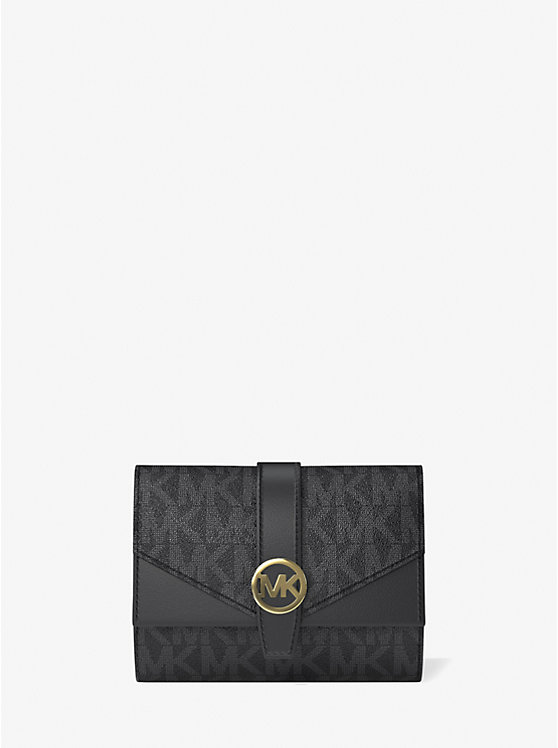 

Средний кошелек Greenwich с фирменным логотипом в три сложения Michael Kors, черный