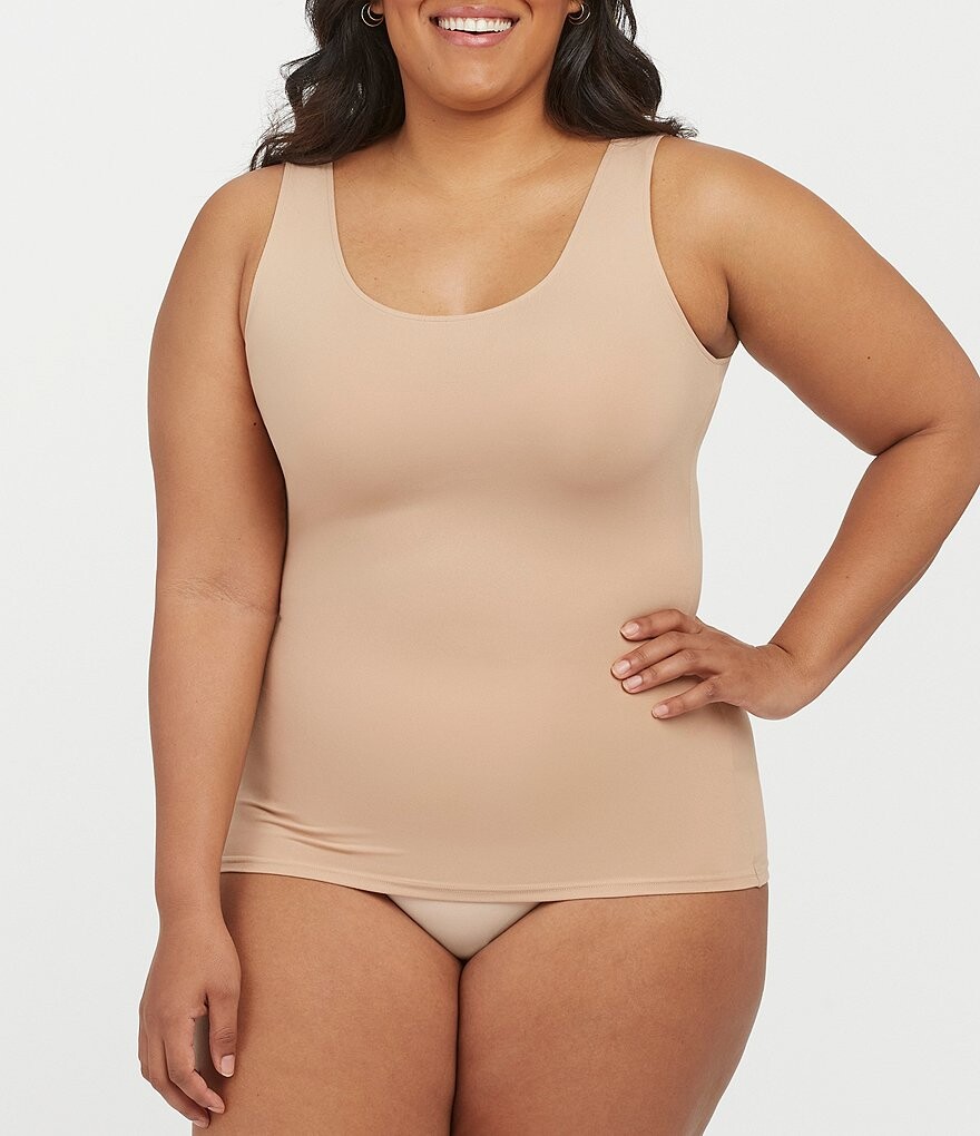 

Твердая разглаживающая майка Spanx с овальным вырезом Socialight и бретельками, бежевый
