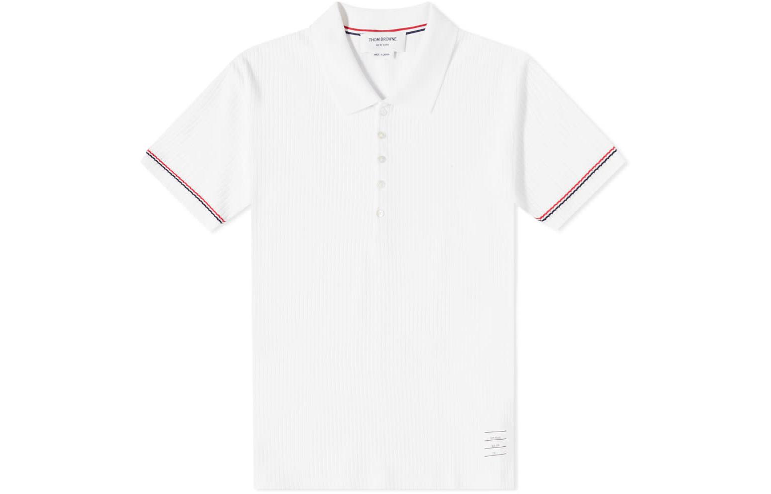 

THOM BROWNE Рубашка-поло мужская белая