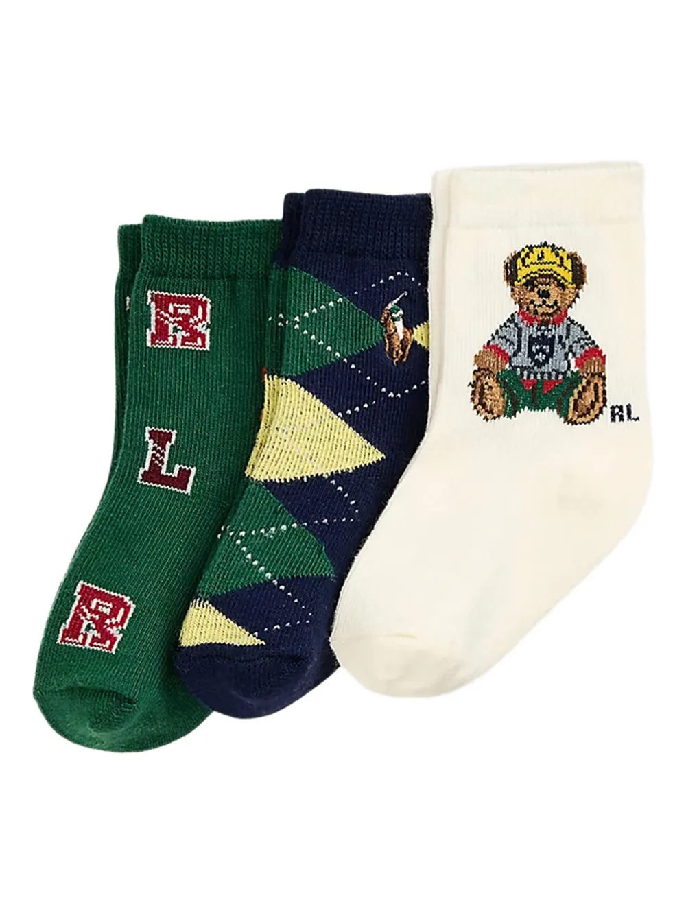 

Комплект из трех пар носков Polo Bear с узором аргайл POLO RALPH LAUREN KIDS, зеленый